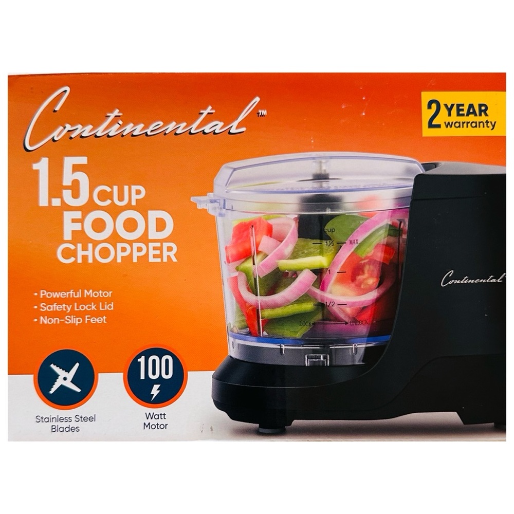 Mini Food Chopper Black Continental 1.5 Cup Electric NEW in box. - Picture 5 of 6